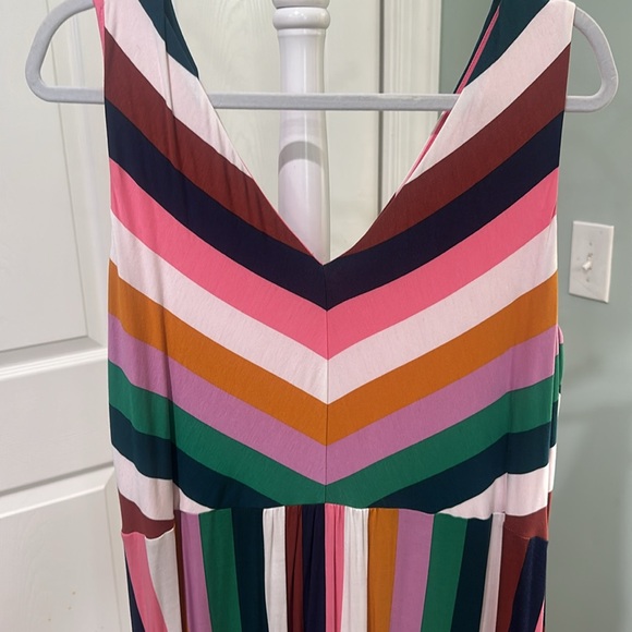 Fun 16 Anthropologie  Boden DRESS Stripes Bright Colorful V-Neck XL EXCELLENT - Picture 3 of 7